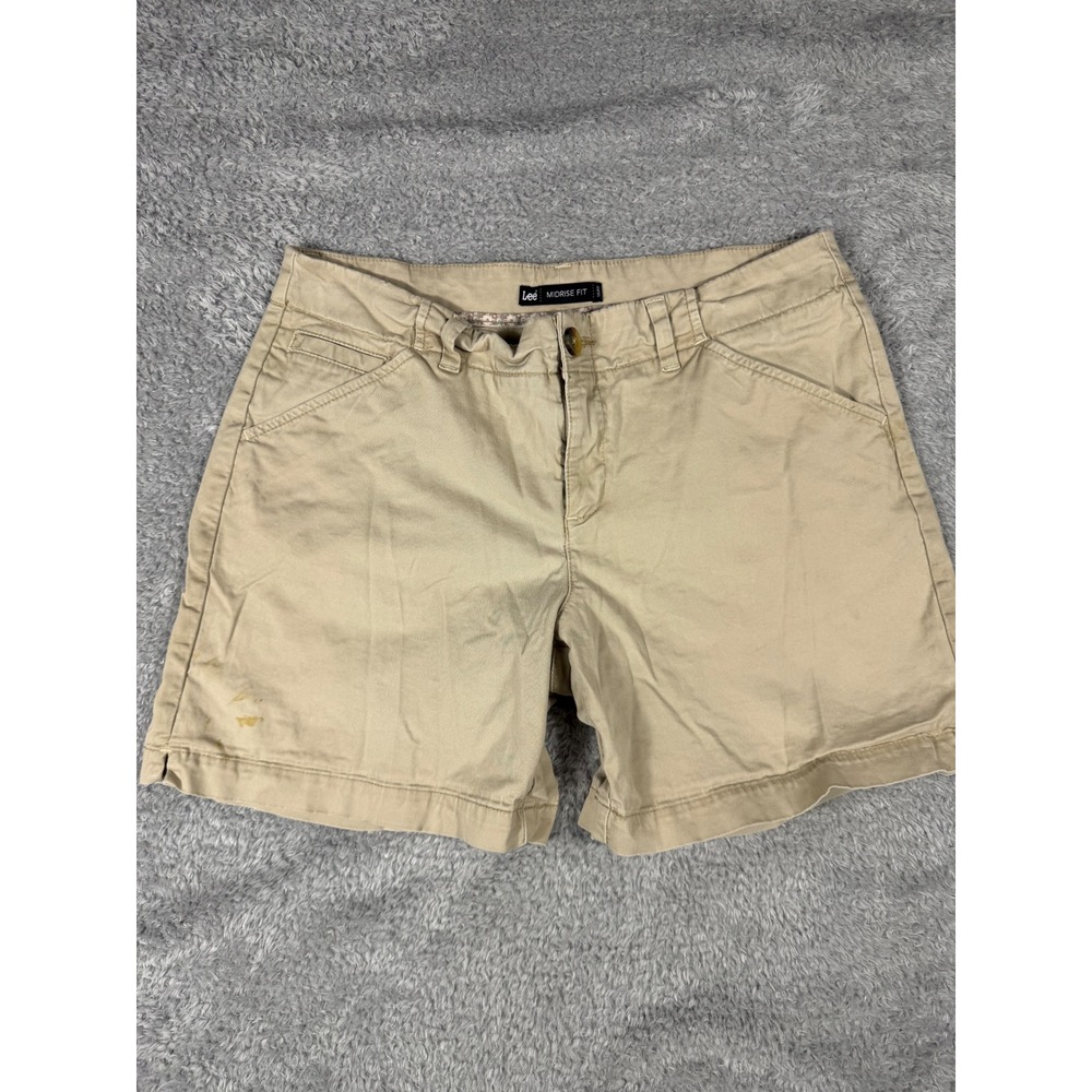 Lee Chino Shorts Womens 10 Khaki Tan Good Midrise Fit Casual Summer Basics